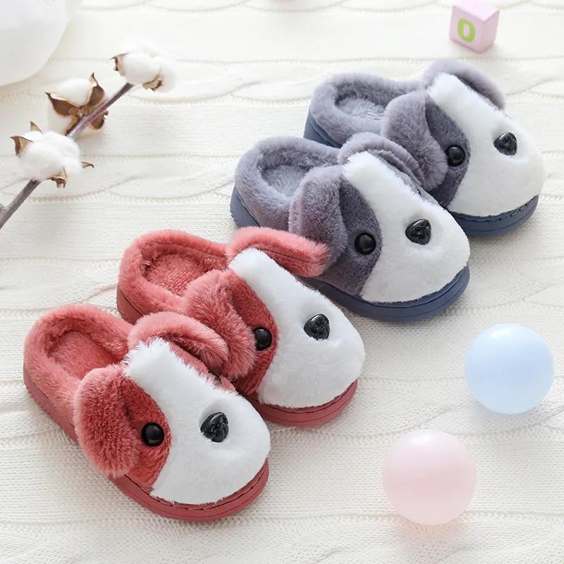 Детские зимние милые хлопковые тапочки с мультяшным рисунком, теплые нескользящие хлопковые тапочки с мягкой подошвой, хлопковые тапочки на толстой подошве на каблуке-мешке