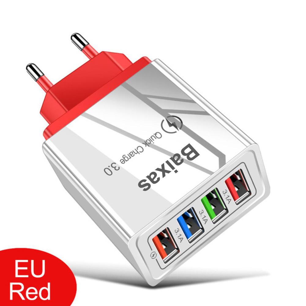 4-портовое USB-зарядное устройство для мобильных телефонов и планшетов, дорожное, стандарт США и ЕС, 3А