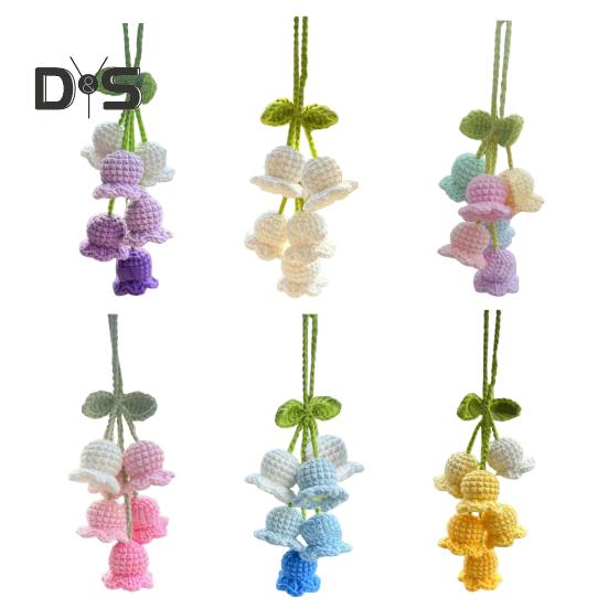 Подвесной автомобильный кулон ручной работы, вязаные лилии, очаровательные вязаные крючком украшения для салона автомобиля