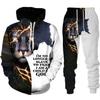 Tiger 3d Print Hoodie Suit Autumn Winter Pullover Men Women Sets Vintage Tracksuit Unisex Hoodie + Pants Two-piece Set