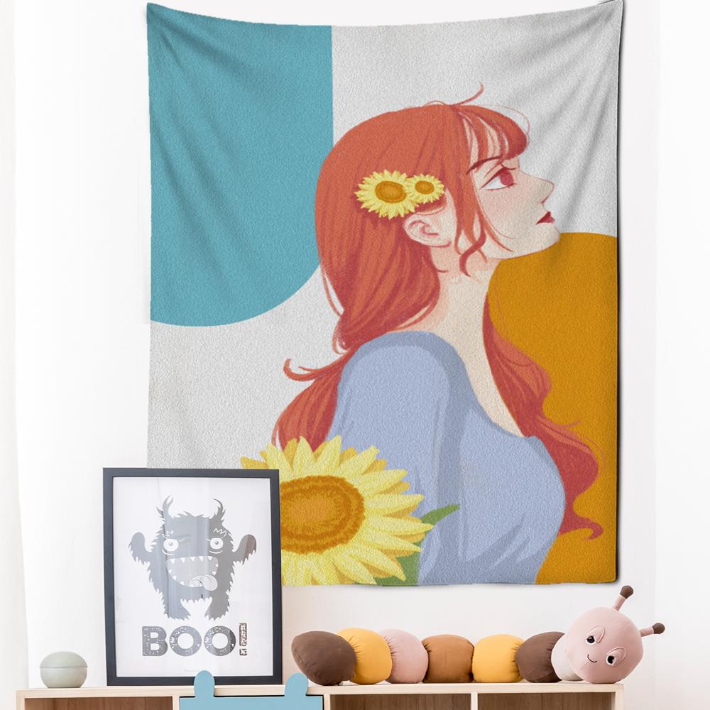 Картина маслом гобелен настенный цветок богемный стиль Ins искусство хиппи тапиз современная девушка общежитие домашний декор