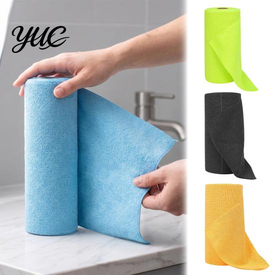 Washable Dish Rags Microfiber Cleaning Cloth Roll, Reusable Tear Away Paper Towels, Multi-Purpose Rolls Towels for Kitchen Dishwashing And Surface