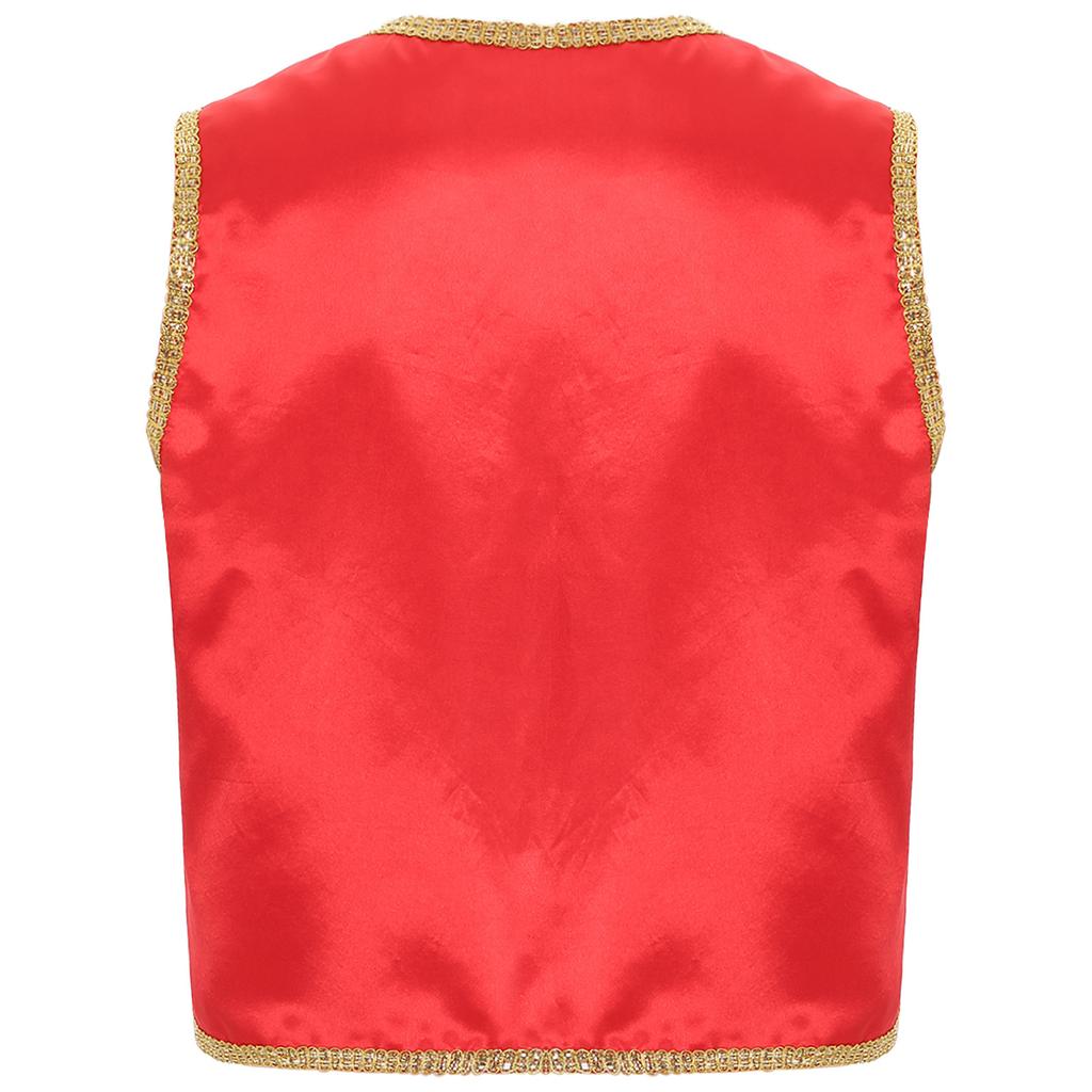 Мужской жилет с пятнами арабского принца на Хэллоуин, блестящая золотая отделка, открытый передний изогнутый жилет, индийские арабские костюмы для косплея