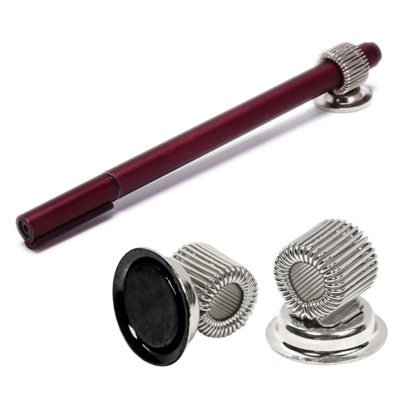 4PCS Single Hole Metal Spring Pen Holder with Pocket Clip Portable Magnetic Fridge Whiteboard Pen Holder Office Supplies