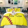 Homewish Softball Baseball Duvet Cover Set, Sports Initial Comforter Cover Set, Personalized Monogrammed Bed Set