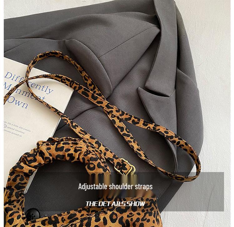 Leopard Print Canvas Crossbody Bag for Women - Cute and Versatile Cartoon Handbag