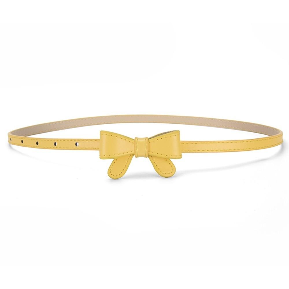 New Bowknot Leather Belt Solid Color Adjustable Thin Belt Simple Waist Chain for Jeans