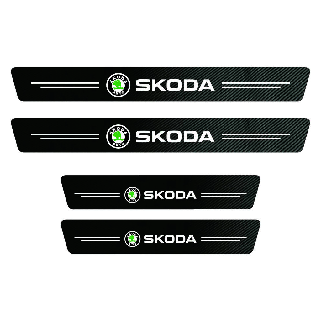 LQLT3 High-quality Carbon Fiber Car Door Sill Protector Sticker For Skoda Octavia Mk3 Fabia Kamiq Kodiaq Karoq Yeti Rapid Scala Superb