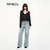 MO&Co. Women's 100% Wool Loose Fit Polo Sweater