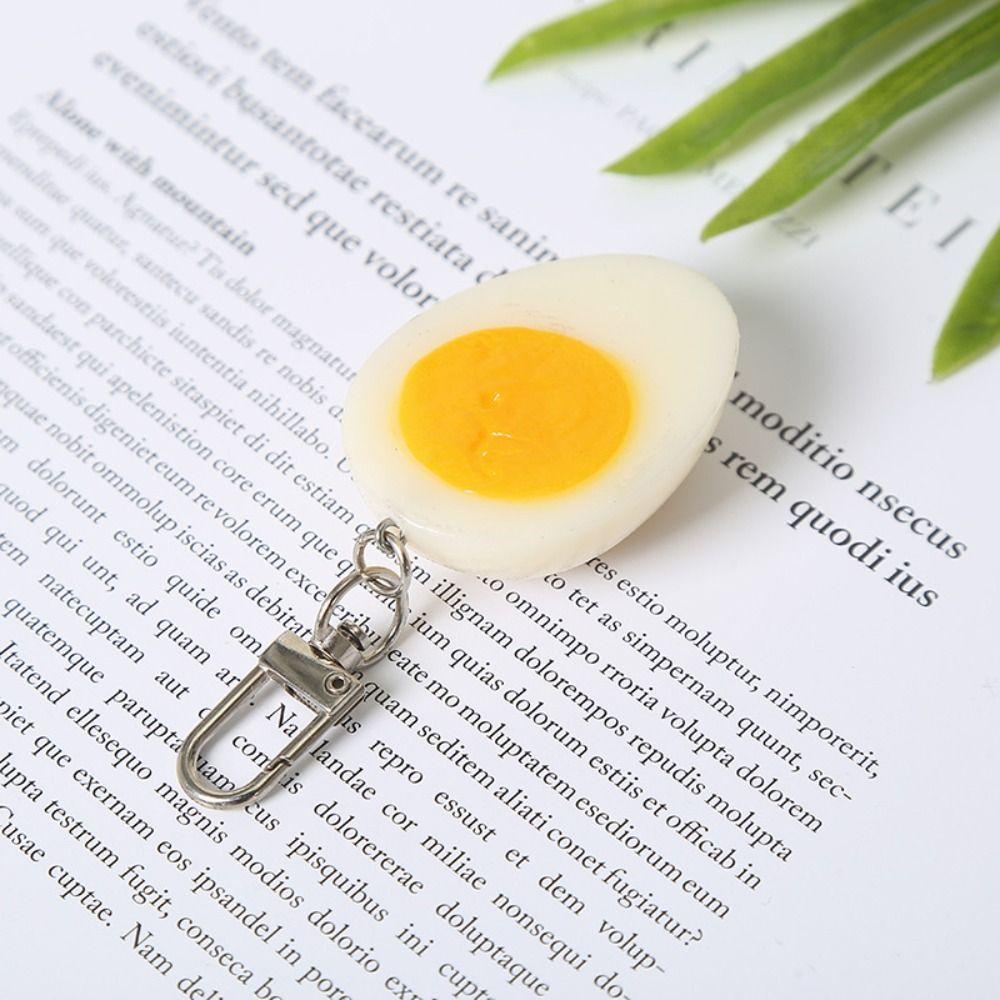 Gift Funny Boiled Egg Keychain Exquisite Fashion Simulation Food Keyring Luxury Bag Hanging Pendant