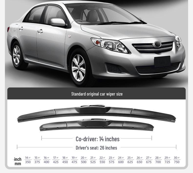 Совместимый стеклоочиститель для Toyota Corolla: Оригинальные безкаркасные для моделей 2013-2018 годов.
