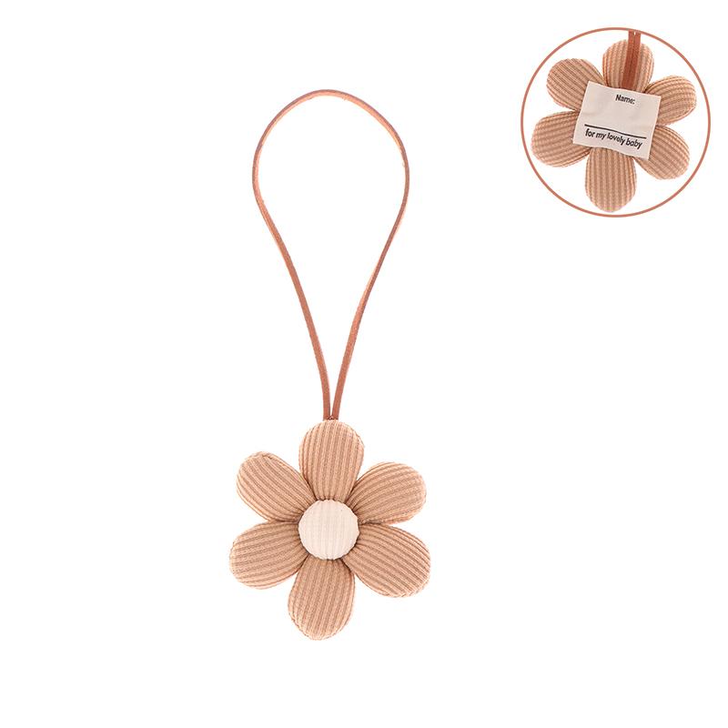 3D Color Six-Petal Flower Name Sticker Pendant Fabric Flower Doll Anti-Lost Lanyard Luggage Tag Charm Keychain Bag Decor Toys