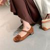 Niche Design Fashion Flower Commuter Thick Heel Single Shoes Retro Square Head Shallow Mouth Word with Mary Jane Shoes Women