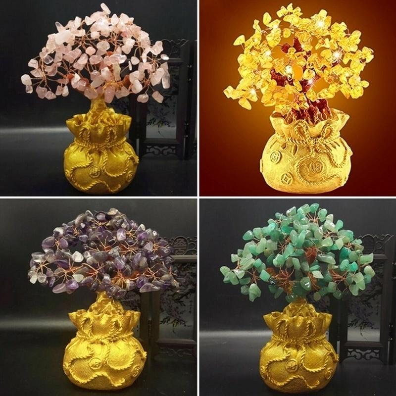 Миниатюрное хрустальное денежное дерево высотой 18 см в стиле бонсай, дерево богатства и удачи, домашний декор