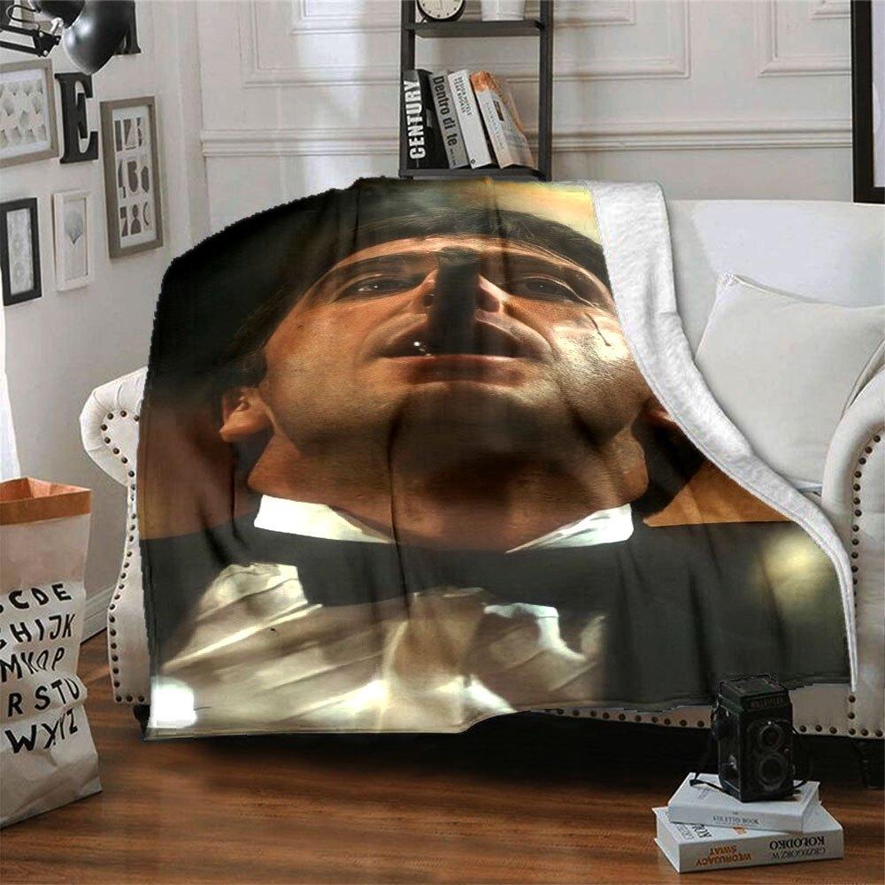 1pc Scarface-Inspired Flannel Blanket - Soft Cozy All-Season Throw for Bedroom, Sofa, Camping, Travel - Perfect Gift for Movie FansB60