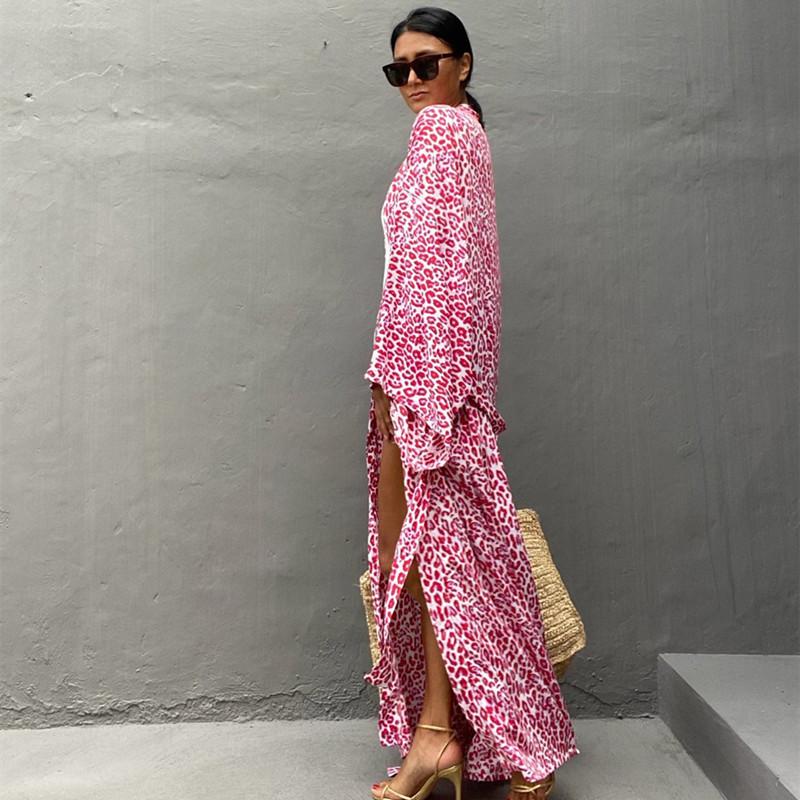 2022 модный купальник с геометрическим принтом, хлопковое кимоно с длинным рукавом и поясом, повседневное женское пляжное платье Q1340ear, купальный костюм, накидка