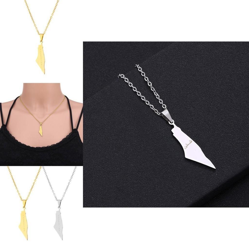 Стильное геометрическое ожерелье-подвеска в виде карты из нержавеющей стали для женщин Израиль и Палестина