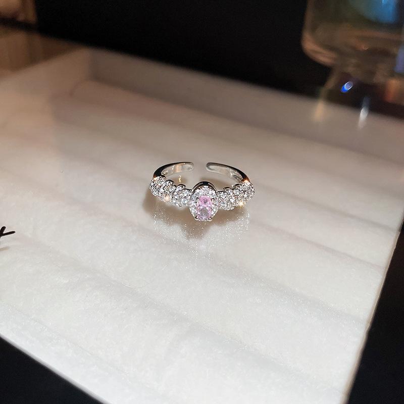 Luxury Zircon Sparkling Diamond Spirit Serpentine Ring Silver Open Ring High Quality Texture Simple and Versatile Trendy Cool Handmade for Women