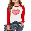 Футболки с длинным рукавом для девочек Love ко Дню святого Валентина, детские осенние топы с круглым вырезом, базовые футболки для детей 5-14 лет