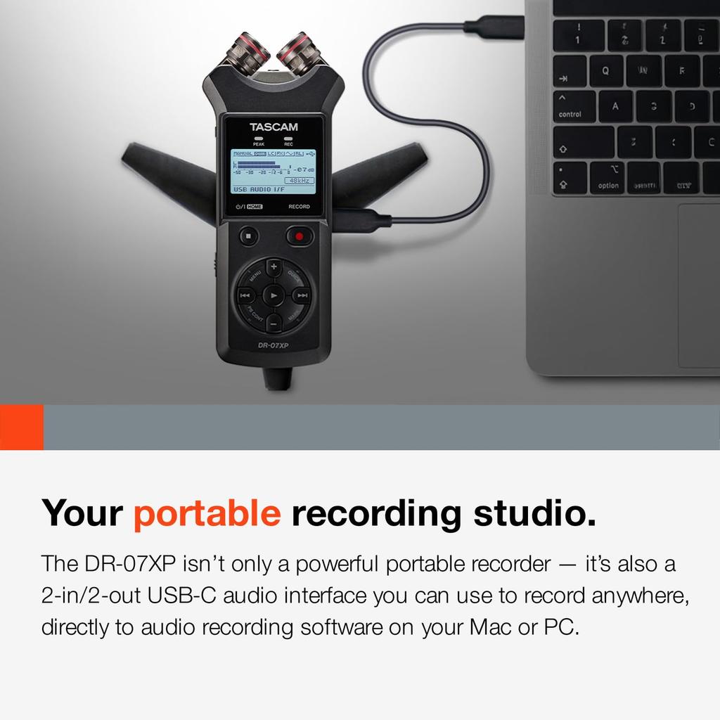 TASCAM Портативный стерео рекордер DR-07XP 32-бит с поддержкой записи с плавающей точкой