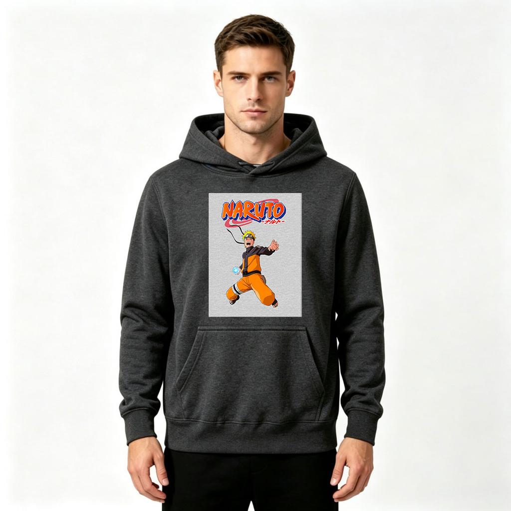 Men's Naruto Print Pullover Hoodie Casual Long Sleeve Sweatshirt for Daily Wear