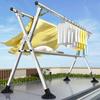 Bold Stainless Steel Folding Clothes Drying Rack - Floor-Standing, Telescopic, Indoor/Outdoor Use, Vertical Hanging Rod.