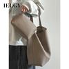Large-capacity Soft Leather Lychee Pattern Bucket Bag, Fashionable Versatile Shoulder Underarm Bag