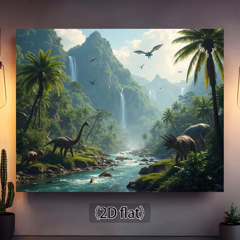 2D Фон с юрскими динозаврами, Фон для фотосъемки в доисторических джунглях