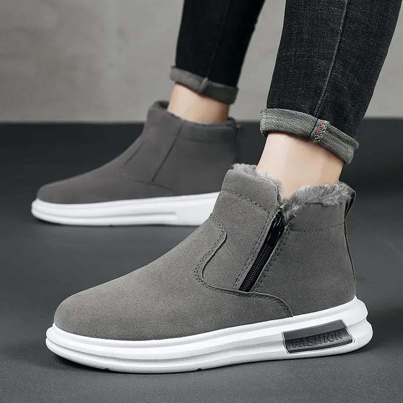 Плюс бархатные толстые теплые зимние ботинки. Зимняя повседневная обувь. Водонепроницаемые нескользящие теплые ботинки с высоким берцем.