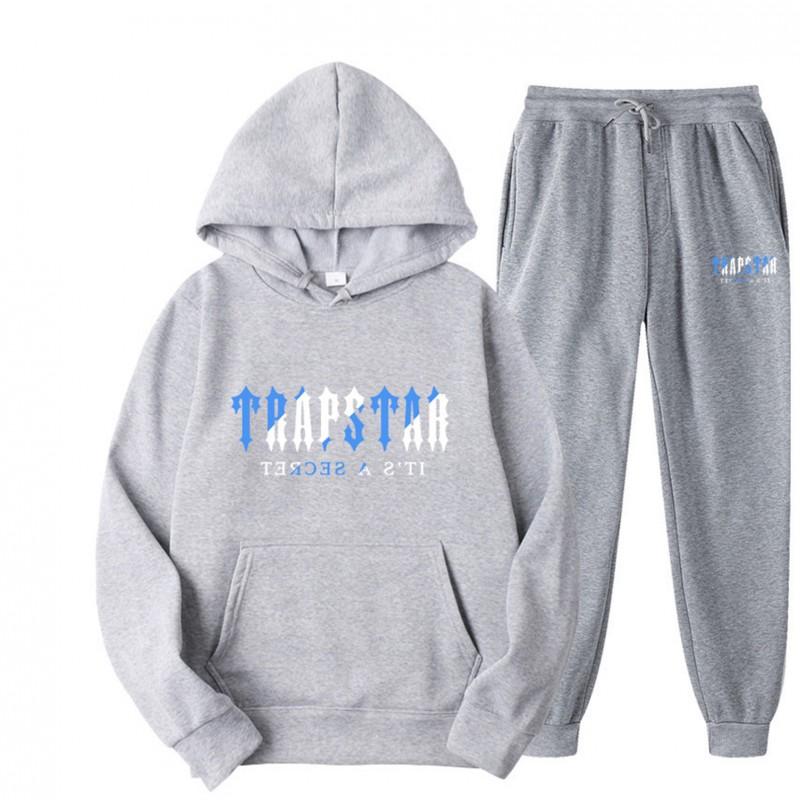 Mens Casual Hooded Fleece-Lined Sweatshirt Pants Set Sporty Streetwear