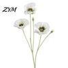 Realistic Faux Plants for Wedding 5 Heads Artificial Poppies Flowers with Stems, Silk Fake Flowers, Natural Look Floral Stems Bouquet Table