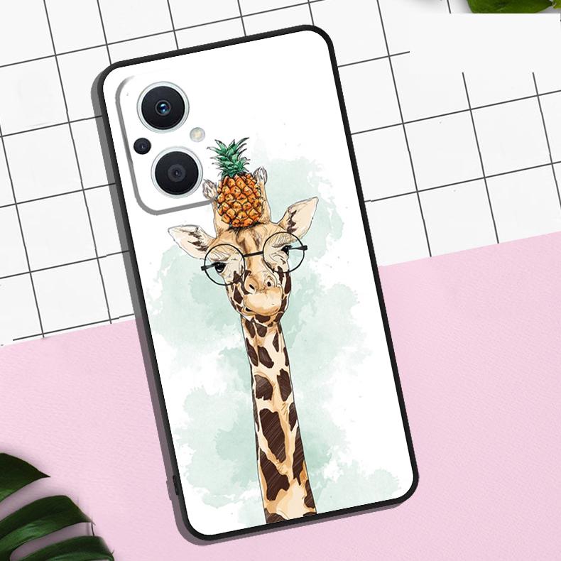 Cute Cartoon Animal Giraffe Case For OPPO Reno 13 12 11 F 8T 7 8 10 Pro OPPO Find X8 Pro X6 Pro X3 X5 Lite Cover Coque