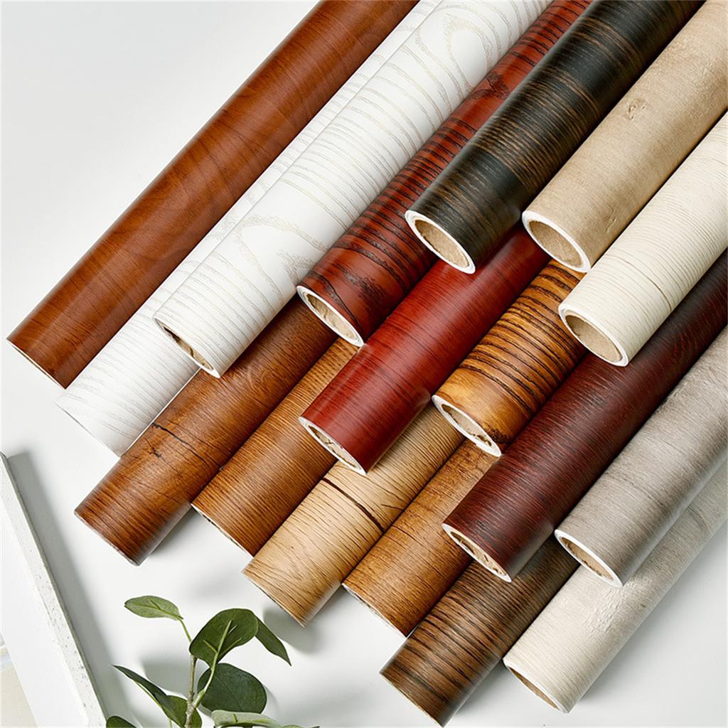 Wide Wood Grain Self Adhesive PVC Wallpaper Waterproof Vinyl Wall Sticker for Kitchen Cabinet Door Home Furniture Decor