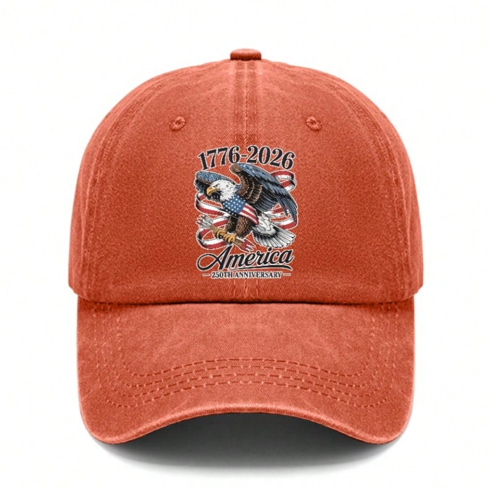 [Vintage American Flag Cap] 250 Years Of Freedom 1776-2026 Print Unisex Polyester Adjustable Breathable Sun Protection Baseball Hat For Patriotic