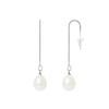 Dangling Earrings - - Genuine Freshwater Pearls 8-9 Mm - White Gold - 2 Year Warranty