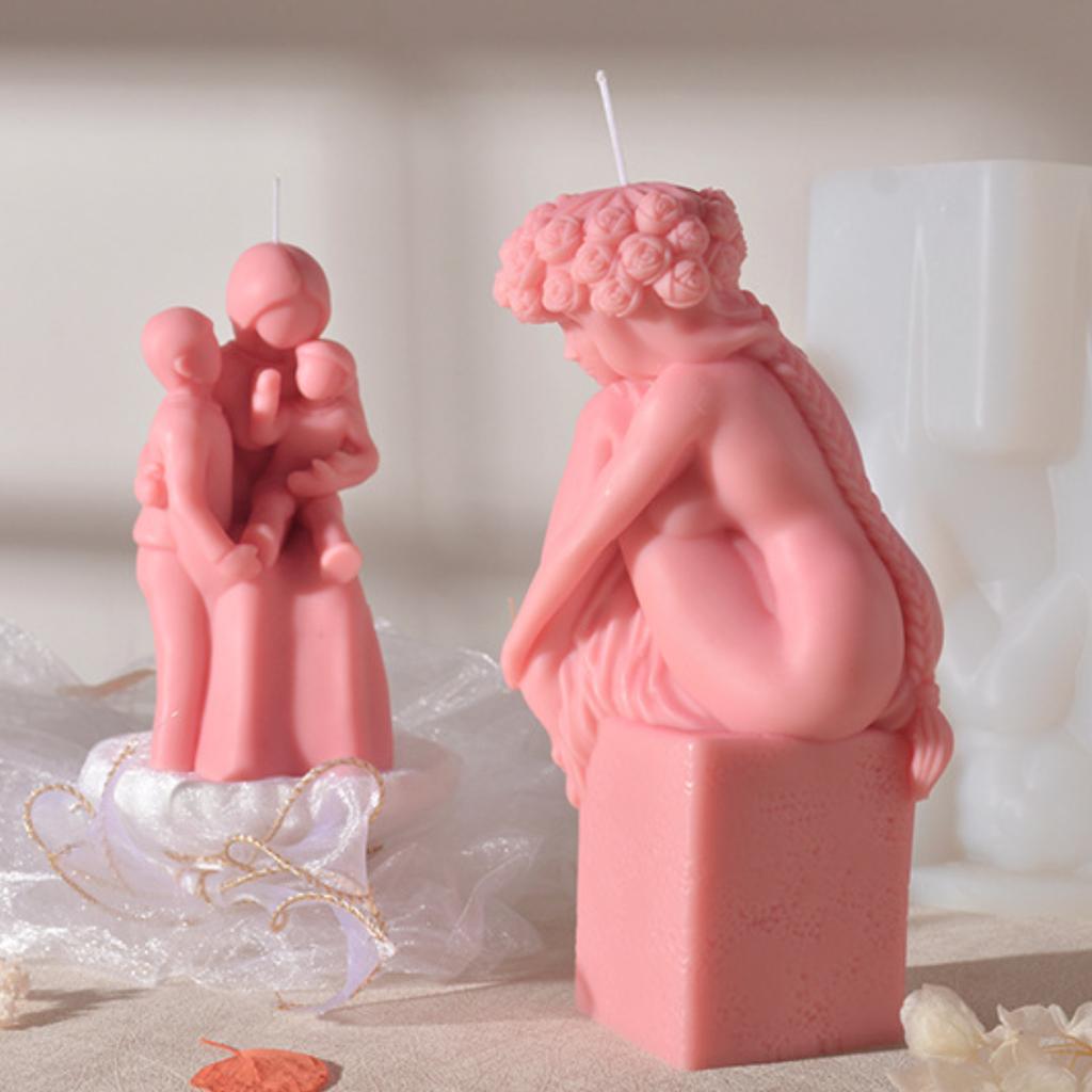 День святого Валентина 3D Молодожены Свеча Форма Роза Цветок Волосы Девушка Гипс Силиконовая Форма Свадьба Семья День матери Подарок Дом Ароматизированное Украшение
