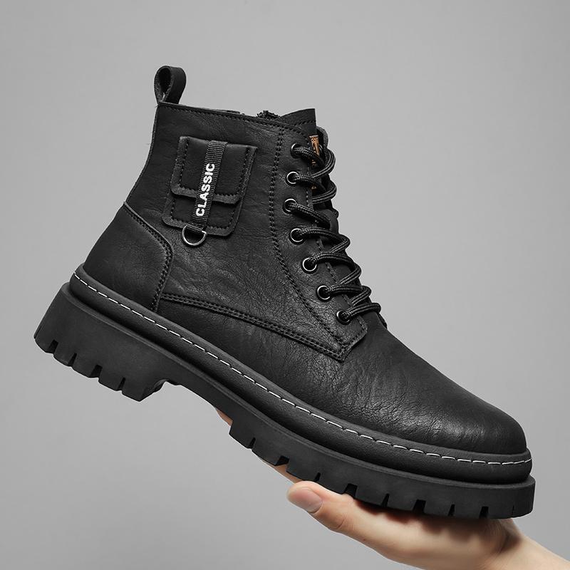 Высококачественные зимние повседневные кожаные ботинки на платформе для мужчин, дизайнерская повседневная рабочая обувь, высокие ботильоны в британском стиле