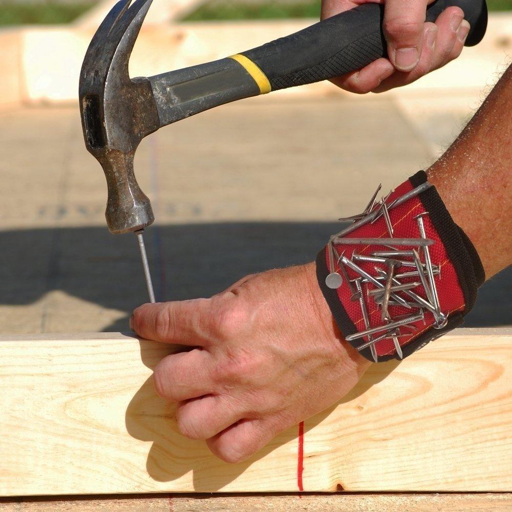 Magnetic Wristband with Strong Magnets for Holding Screws, Nails, Drill Bits Great for Your Tool Bag