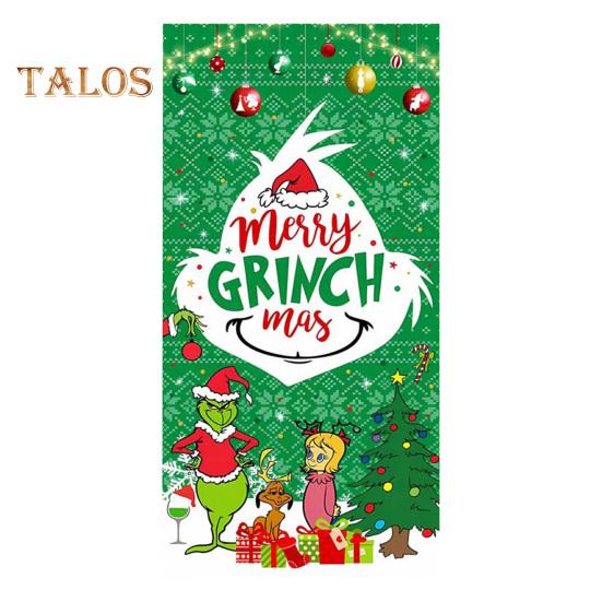 1 комплект гобеленов для гаражных ворот с 4 застежками-лентами в рождественском стиле с принтом Гринчи из мультфильма, создающий праздничную атмосферу для украшения фона для новогодней вечеринки