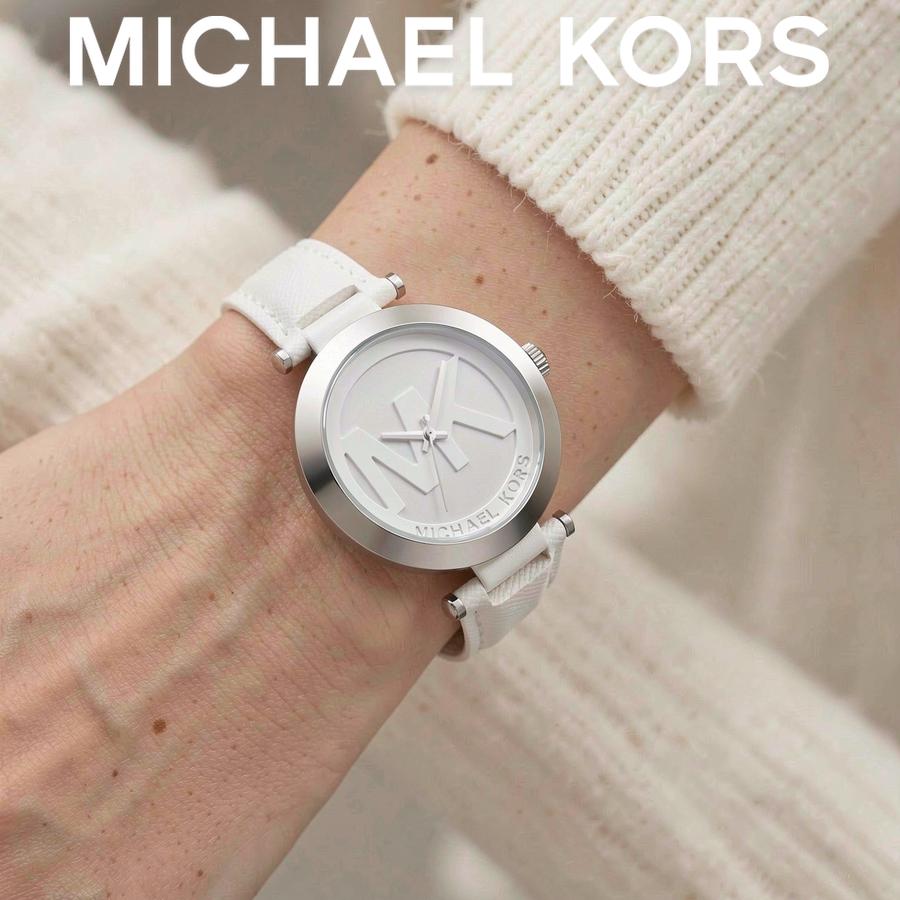 Michael Kors Распродажа Женские кварцевые часы Светло-серебристый/белый циферблат Кожаный ремешок 38 мм MK2397