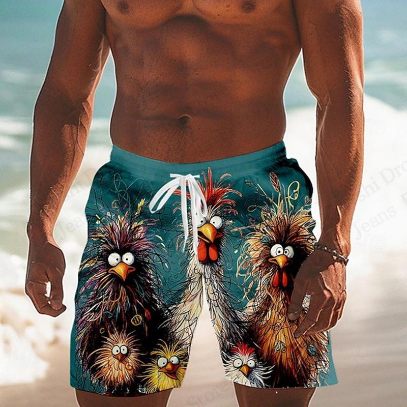 Смешная Животная Курица 3D Шорты для плавания на завязках Board Shorts Гавайские Шорты для серфинга Пляжные Шорты Мужские Плавки Спортивные Шорты