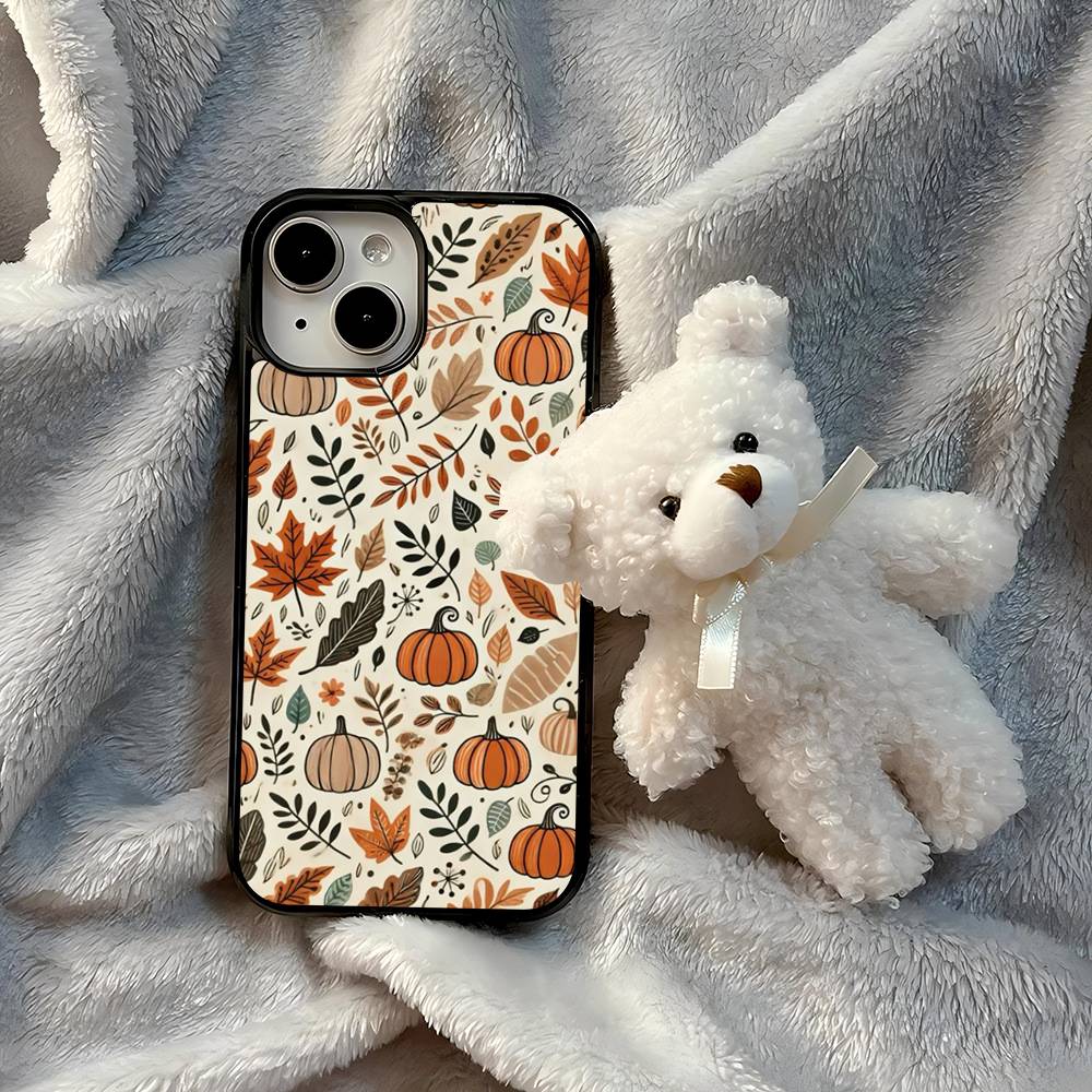 Осенние Листья Тыква Для iphone 11 12 13 14 15 Pro Max 17 16 Plus Жесткий PC+TPU Задняя Крышка