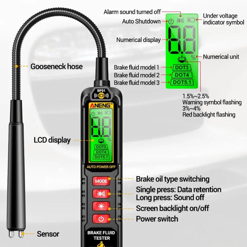 Portable Auto Electrician Kit ANENG BF01 Brake Fluid Tester Car Relay RT01 Voltage Tester 12V/24V Relay Detector 4/5 PinBrake Oil  Analyzer Test Tools