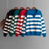 Women's Sweaters for Autumn and Winter with Loose and Slouchy Lapel Pullovers and Versatile Casual Striped Knits