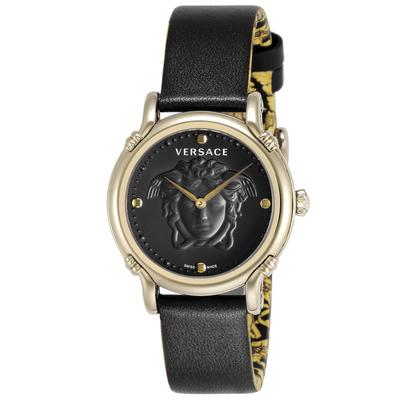 [Versace] Часы SAFETYPIN, черный циферблат, нержавеющая сталь, сапфировое стекло, кварцевые, 34 мм, швейцарские часы VEPN00320, женские [Товар]