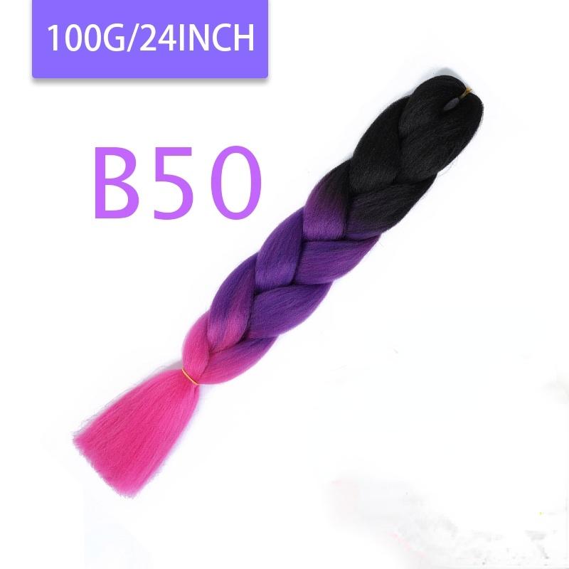 MISQUEEN Yaki Soft Hair Ombre Crochet Braiding Hair Extension For Braid 24 Inch Pink Synthetic Crochet Hair Jumbo Braid Hair