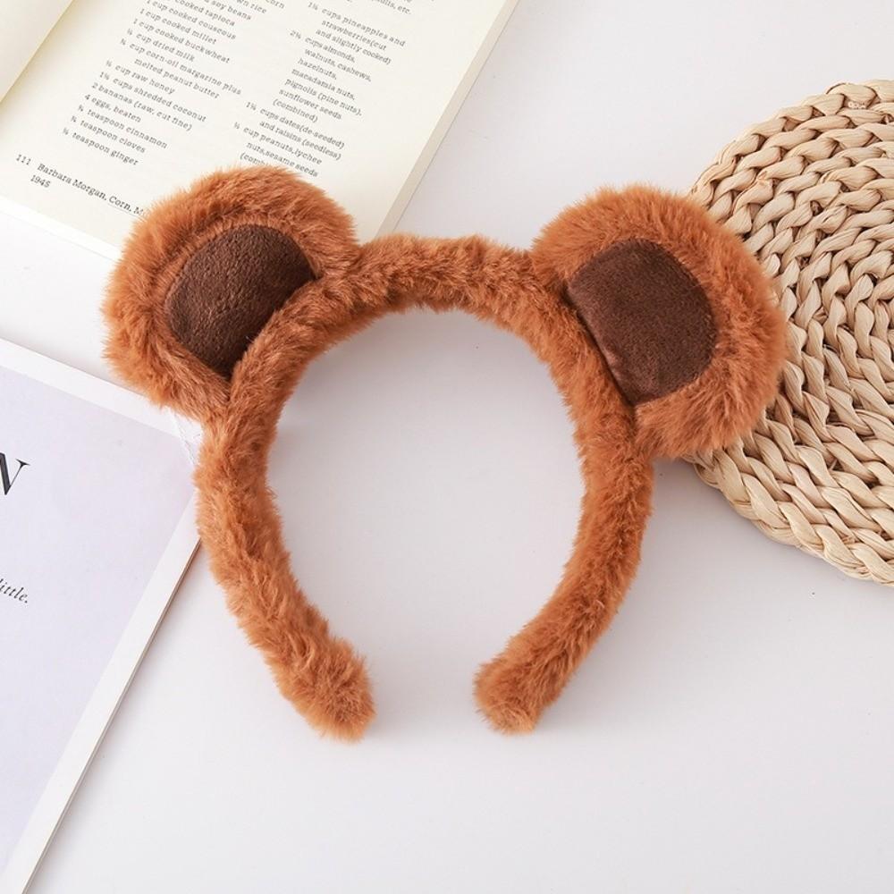 Soft Plush Bear Ear Headband Fluffy Fluffy Hair Hoop Adorable Cartoon Animal Hairband For Women