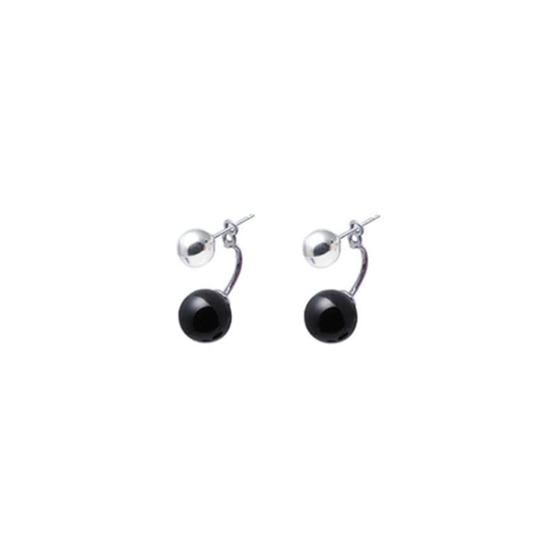 LEYIE MIXED ONYX & SILVER BALL EARRINGS