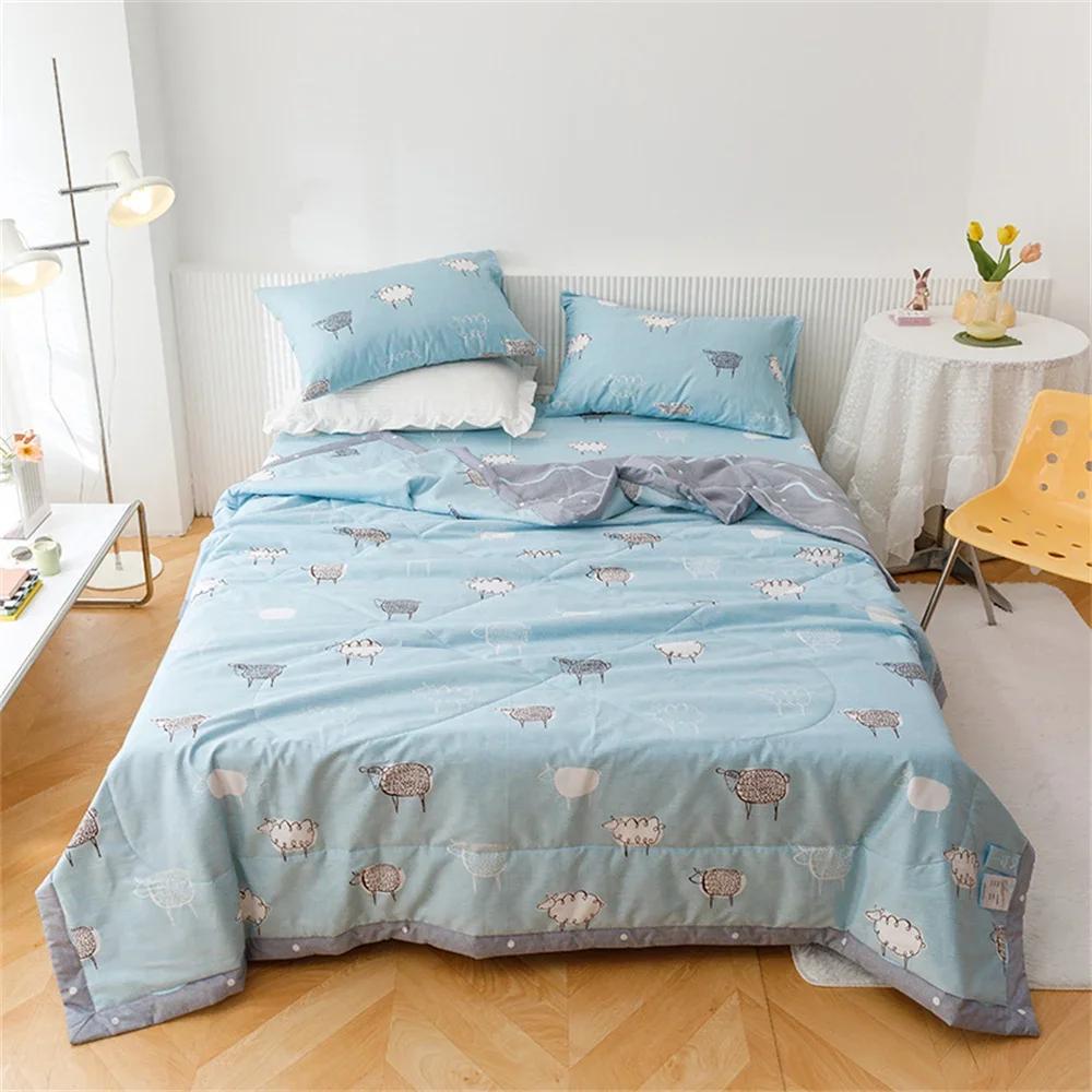 Svetanya Cartoon Pastoral Summer Air Conditioning Quilt Stitching Throws Blanket Cotton Twin Queen Size (no Pillowcase)