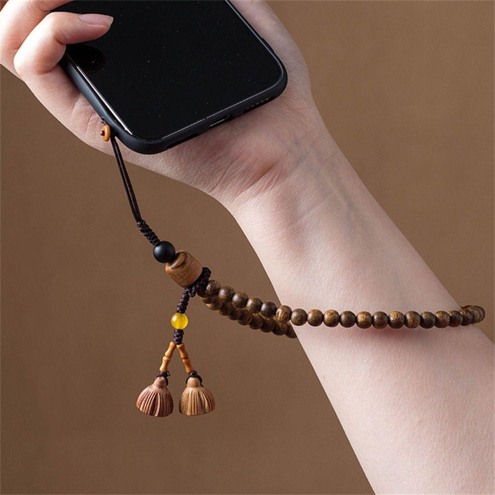 Wrist Strap Wood Phone Lanyard Anti Lost Cell Phone Hanger Handmade Mobile Phone Strap Bag Pendant
